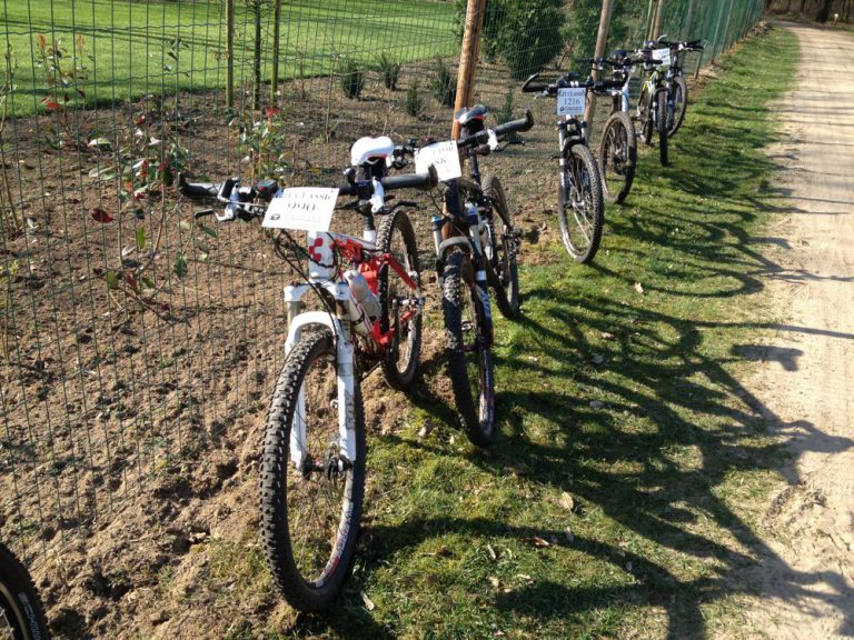 De fietsen op de pauzeplaats